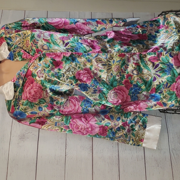 Vintage Victoria's Secret Gold Label Sleep Shirt Bright Rose Floral S - Picture 3 of 11